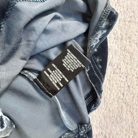 Blank NYC Womens Crushed Velvet Draped Jacket XS Asymmetric Zip Blue Lightweight - Picture 4 of 8